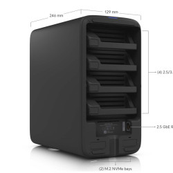 NAS compact UniFi Ubiquiti UNAS 4, 4 Bay HDD/SSD, 2 Sloturi M.2 NVMe, 2.5 GbE, USB-C, Negru, UNAS-4-B