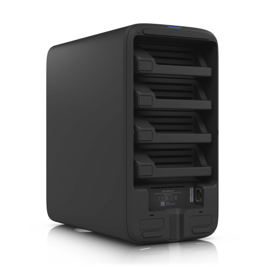 NAS compact UniFi Ubiquiti UNAS 4, 4 Bay HDD/SSD, 2 Sloturi M.2 NVMe, 2.5 GbE, USB-C, Negru, UNAS-4-B