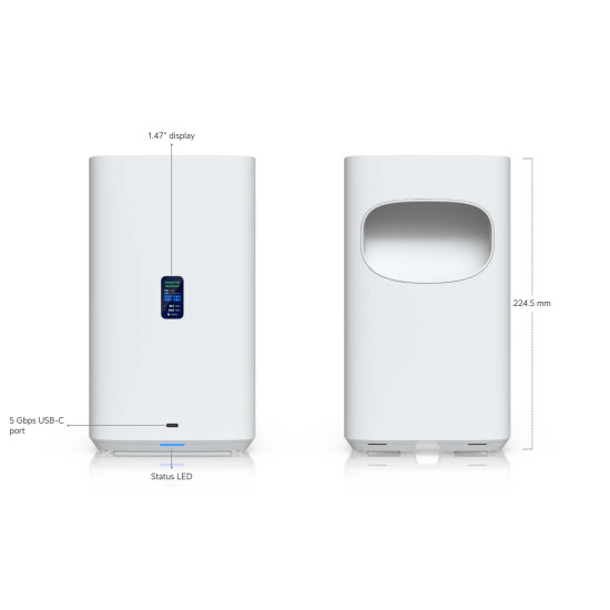 NAS compact UniFi Ubiquiti UNAS 4, 4 Bay HDD/SSD, 2 Sloturi M.2 NVMe, 2.5 GbE, USB-C, Alb, UNAS-4-W