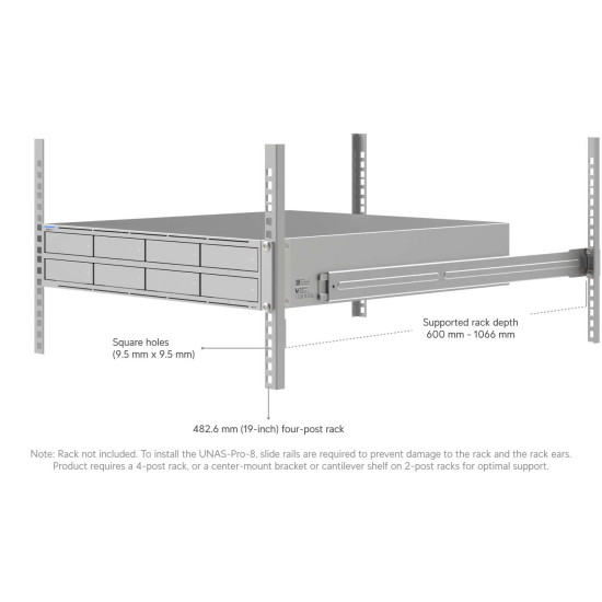 NAS 2U UniFi Ubiquiti UNAS Pro 8, 8 Bay HDD/SSD, 2 Sloturi M.2 NVMe, 10 Gbps, UNAS-Pro-8
