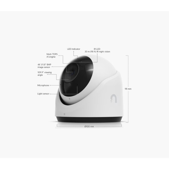 Cameră Video IP indoor/outdoor Ubiquiti UniFi Protect G6 IP66 4K, UVC-G6-Turret-W