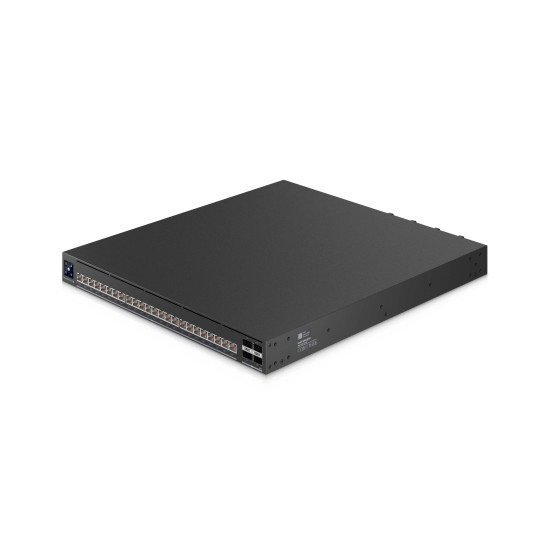 Switch Ubiquiti Enterprise Audio/Video cu 24 de porturi 10G PoE+++ și 4 porturi uplink 100G QSFP28
