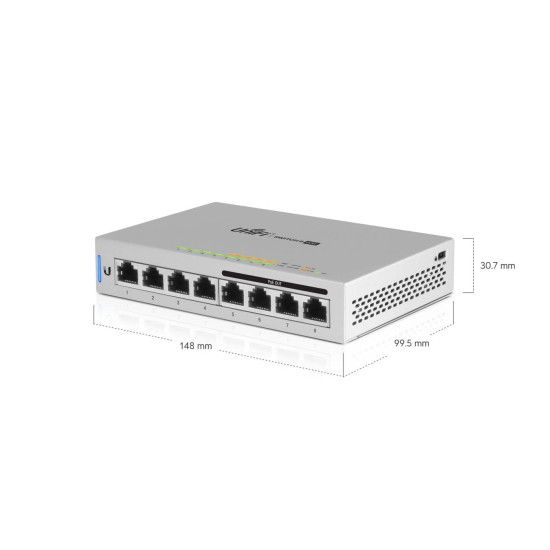 Switch PoE Ubiquiti UniFi cu 8 porturi Gigabit, managed - US-8-60W