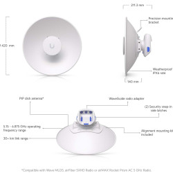 Antenă parabolică 5–7 GHz UISP Dish Mini UniFi Ubiquiti, 26 dBi, UISP-Dish-Mini