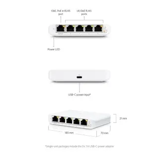 Switch UniFi cu 5 porturi Gigabit, Ubiquiti USW-FLEX-MINI