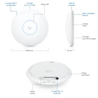 Access Point Profesional Ubiquiti UniFi Wi-Fi 7, U7-PRO